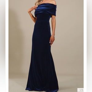 Dark green velvet evening gown